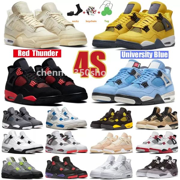 

2023 jumpman 4 basketball shoes bred 4s unc black cat university blue the cactus white grey mens pure royalty men sport sneakers eur 36-47 c, White;red