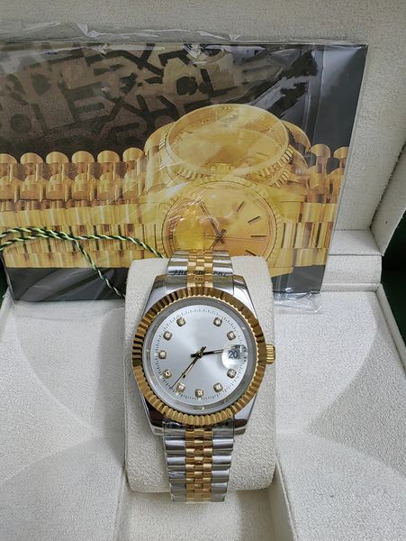 

with original box high-quality datejust 41mm watch diamond dial bezel 126234 a2813 automatic mens watches steel two tone gold jubilee bracel, Slivery;brown
