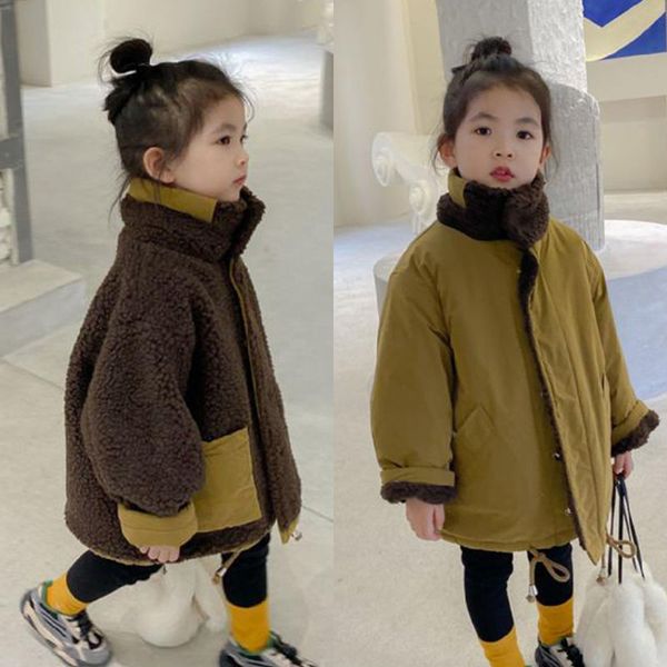 

down coat baby boys girls winter s cashmere thick warm overcoats kids ca sual fashion both sides outfits children clothes 230104, Blue;gray