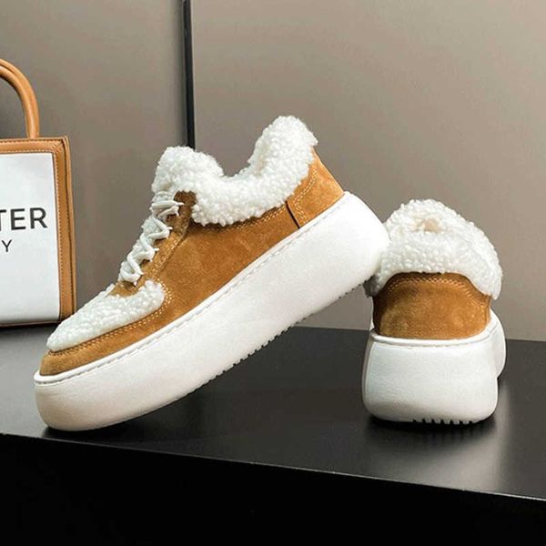 

boots boutique fashion warm snow 2023 winter new thick-soled imitation suede plus velvet casual shoes women's botas mujer 221215, Black