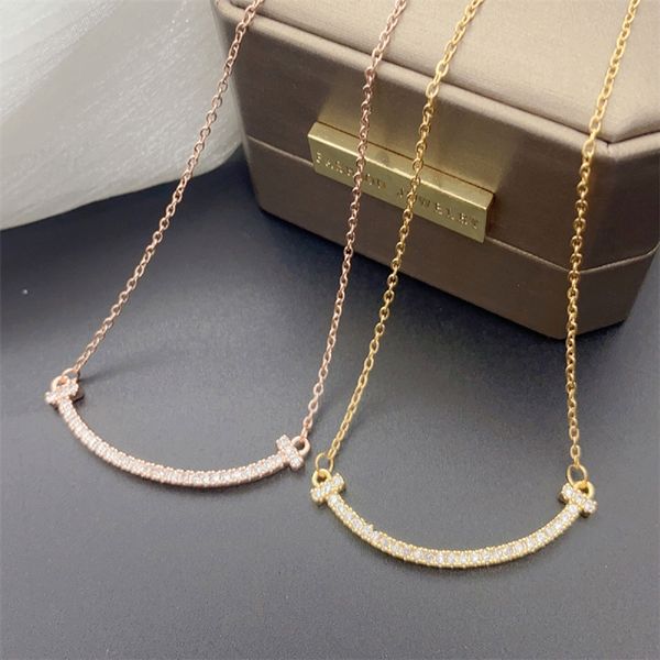 

necklace women designer necklaces for womens luxury neck chains clavicle chain gold diamond smile pendant personality titanium steel, Silver