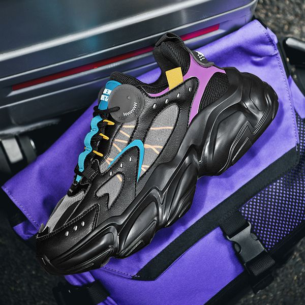 

dress shoes couple y sneakers men breathable running trendy height increasing thick sole daddy women 230105, Black