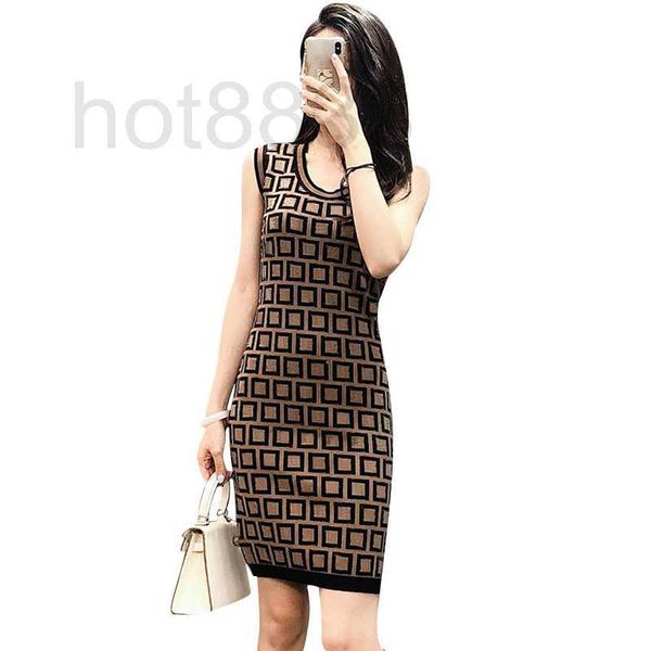 

street style dresses designer women classic letter pattern knit dress spring summer woman lady clothing 17o0, Black;pink