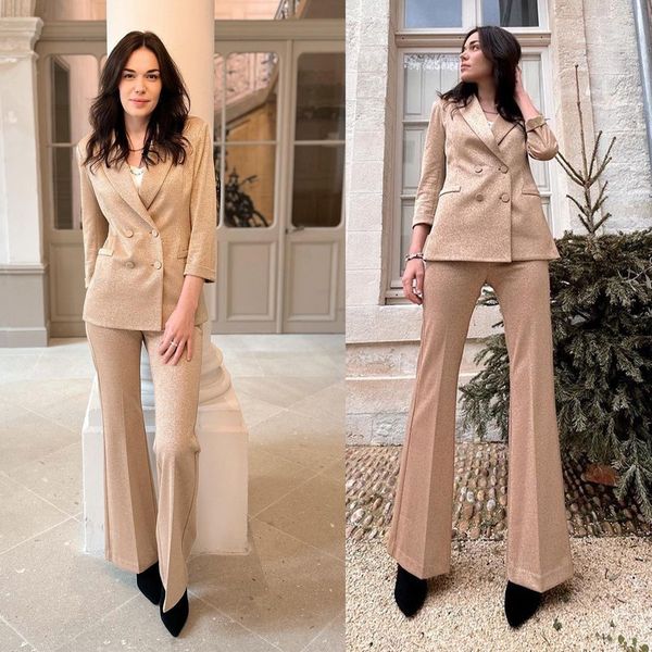 

spring summer sparkly women pants suits double breasted celebrity outfits evening party mother of the bride wedding formal 2 pcs, Black;red