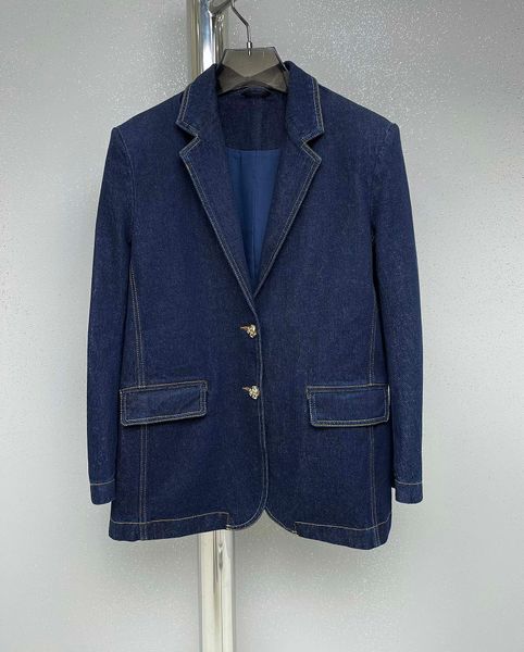 

women's outerwear & coatsearly autumn indigo two rose button shoulder pad short denim suit, Black;brown