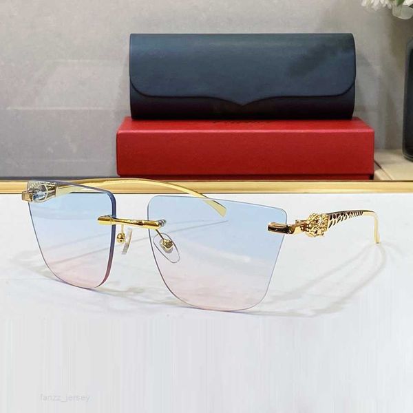 

rimless fashion blue designer sunglasses for woman retro vintage mens sports shiny gold frame leopard attitude women good, White;black