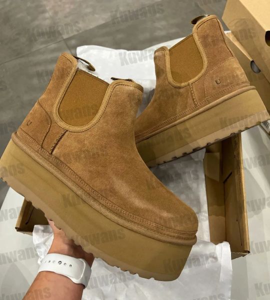 

chelsea boots neumel platform zip suede women classic mini boot chestnut australia ankle snow sheepskin comfort winter fur fuzzy size, Black