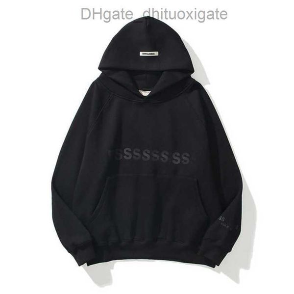 

men's luxury sweatshirts essentials jackets ess hoodies men women chest letter pullover loose hooded sweatshirt sweater casual hoodie, Black