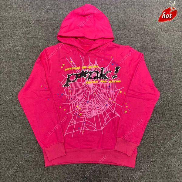

2023 essen sp5der angel hoodies hip hop men women 1 1 number puff foam printing spider web pullover sweatshirts, Black