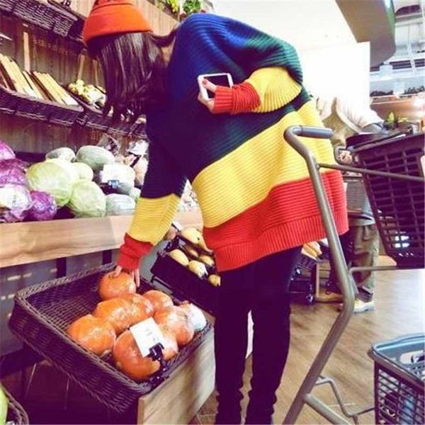 

women's sweaters men's loose casual knit sweater women autumn 2022 female long sleeve striped knitted femme winter cloth plus size, White;black