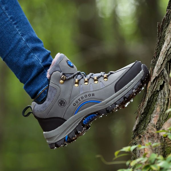 

safety shoes outdoor winter warm trekking hiking women highplush snow casual sneakers ladies nonslip walking boots 230105, Black;brown