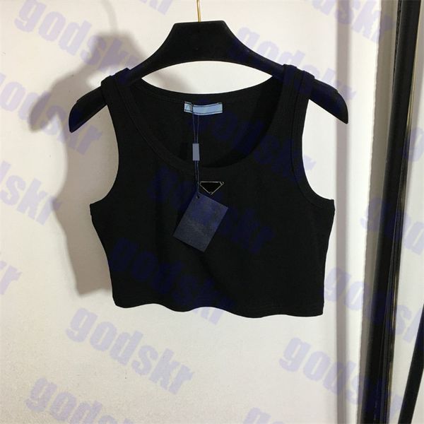 

designer short tank triangle badge vests womens cropped spring fashion ladies clothes multicolor, White