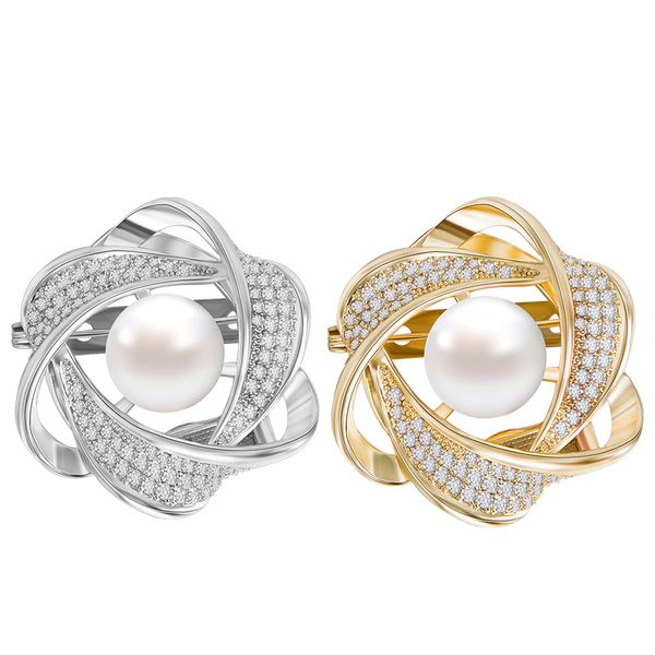 

women brooch gorgeous lapel pin vintage imitation pearl badge corsage accessories for clothing accessories jewelry gift, Gray