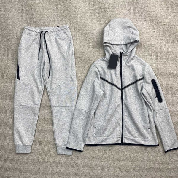 

jackets designers tracksuit tech fabric zipper cardigan hooded jacket and casual wide-waisted running sweatpants suit mouvement tracksuits f, Gray