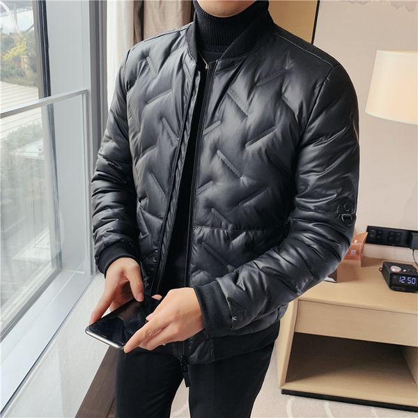 

men's down parkas winter light thin duck jackets korean fashion slim casual coats short warm outdoor windproof jacket 230105, Black