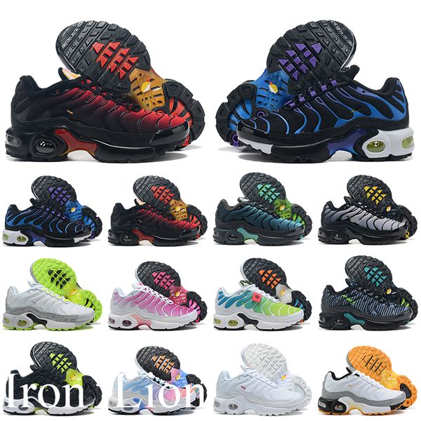 

2022 toddler kids mercurial plus tn rainbow running shoes tns sport sneakers children boys girls enfants, Black