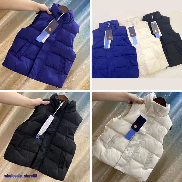 

winter kids warm solid down coat vest hoodies sleeveless jacket classic feather weskit jackets casual bodywarmer vests coat puffer doudoune, Blue;black