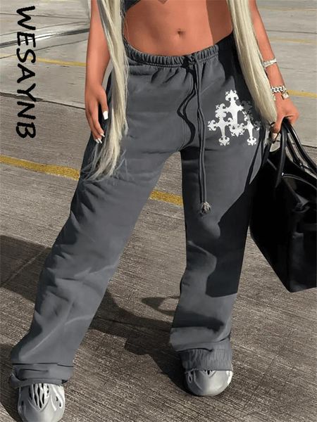 

men s pants wesaynb clothes streetwear y2k for women high waist baggy pockets parachute sweatpants gray casual trousers 230104, Black