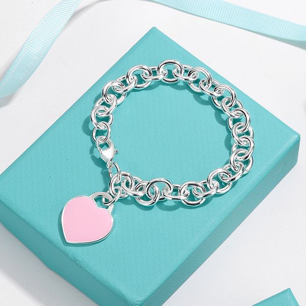 

charm bracelets jewelry 925 silver enamel heart bangle 316l stainless steel luxury green pink green red hearts links chain bracelet lady val, Golden;silver