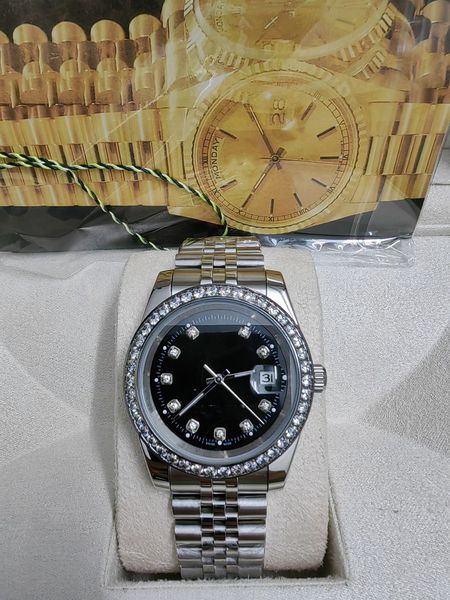 

mens 41mm day-date ancient arabic automatic watches platinum movement mechanical sapphire sweeping master stainless steel wristwatches, Slivery;brown