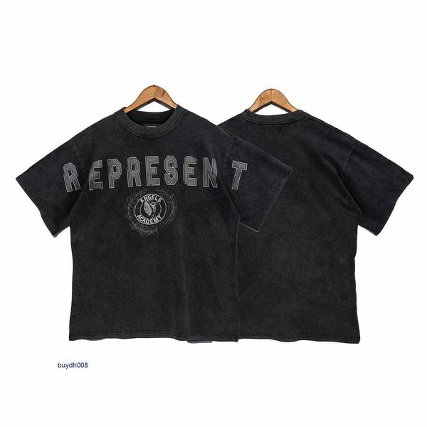 

2023 new men's and women's t shirt fashion design brand present's correct version summer lettered printed washed used short s, White;black