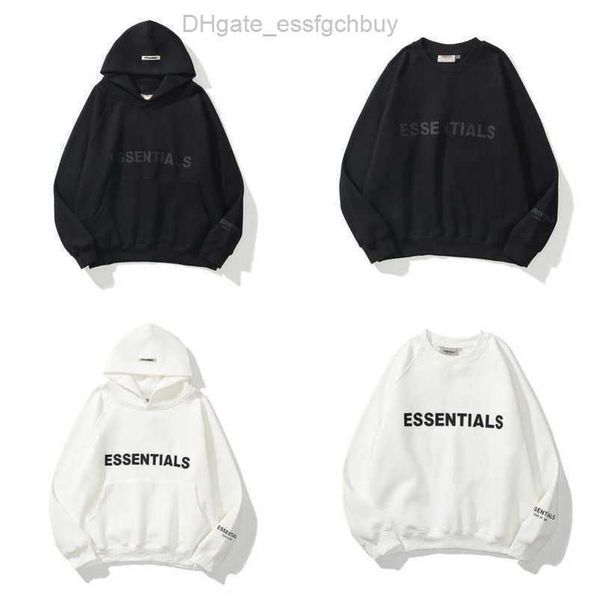

luxury men's ess sweatshirts jackets hoodies men women essentials chest letter sweater sportswear hooded casual pullover couple jacket, Black