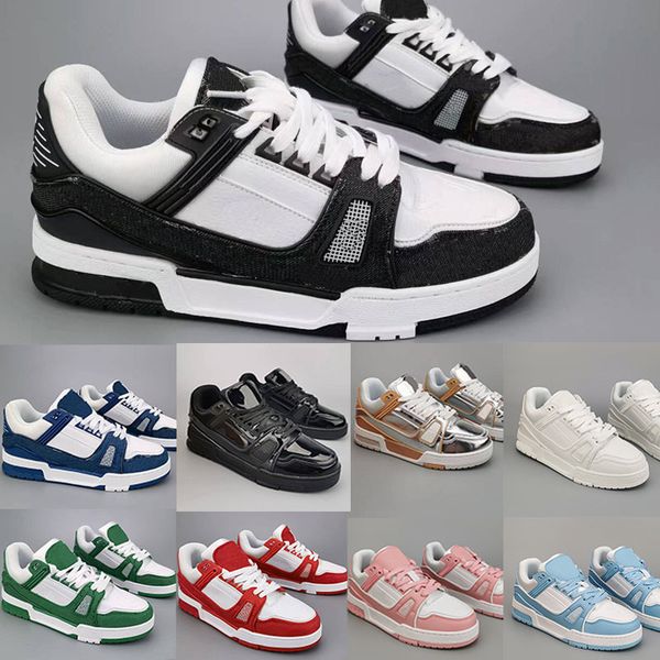 

2022 designer sneaker virgil trainer casual shoes calfskin leather abloh white green red blue letter overlays platform low sneakers size, Black