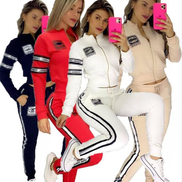

new tracksuits women's winter trousers long sleeve fabric thickened outdoor sports strap printing two-piece set sportwear runing matchi, Gray
