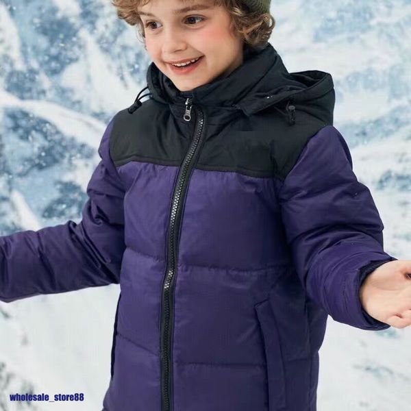 

kids clothes winter down coat north jacket parkas men long sleeve hooded parka the face overcoat puffer jacket downs outerwear causal hoody, Blue;black
