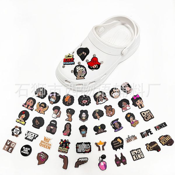 

anime charms wholesale childhood memories black girl series funny gift cartoon charms shoe accessories pvc decoration buckle soft rubber clo, Blue