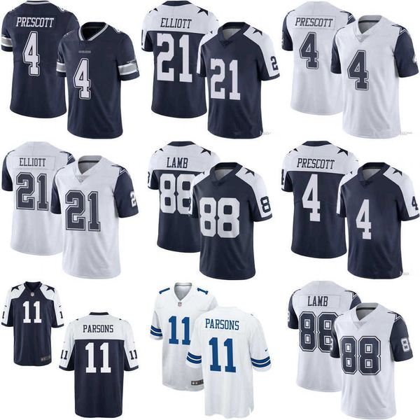 

football jerseys men women youth dallas''cowboys''jersey 4 dak prescott 11 micah parsons 21 ezekiel elliott 88 ceedee la, Black;red
