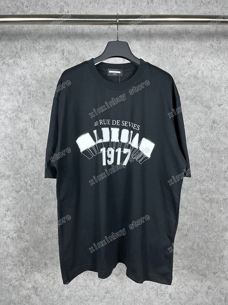 

xinxinbuy men designer tee t shirt paris 1917 destroyed letters print short sleeve cotton women white black khaki xs-2xl, Black;brown