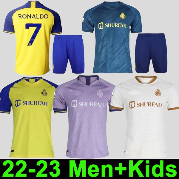 

al nassr fc soccer jerseys ronaldo 2022 2023 home yellow away 22 23 cr7 gonzalo martinez talisca ghislain konan vincent aboubakar men footba, Black;yellow
