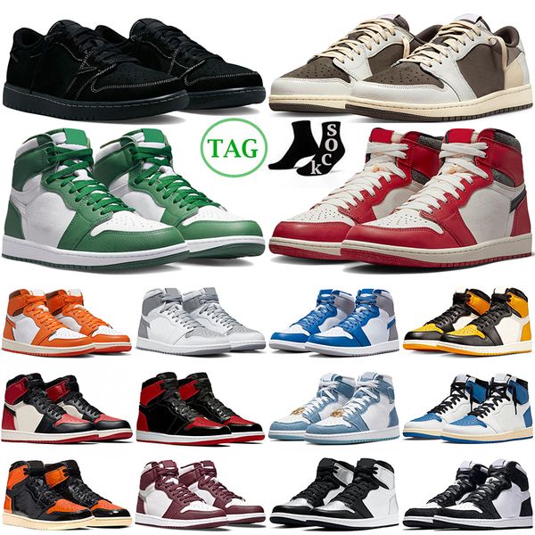 

black phantom 1 retro jorden basketball shoes jumpman 1s travis scotts 1 low lost and found reverse mocha fragment denim university blue men