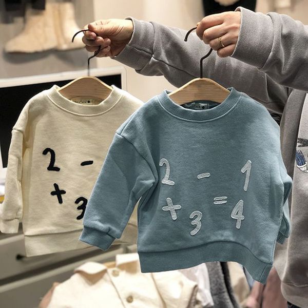 

pullover 9142 children sweater winter spring korean letter embroidery boy s casual loose thin velvet cotton shirt 230104, Blue