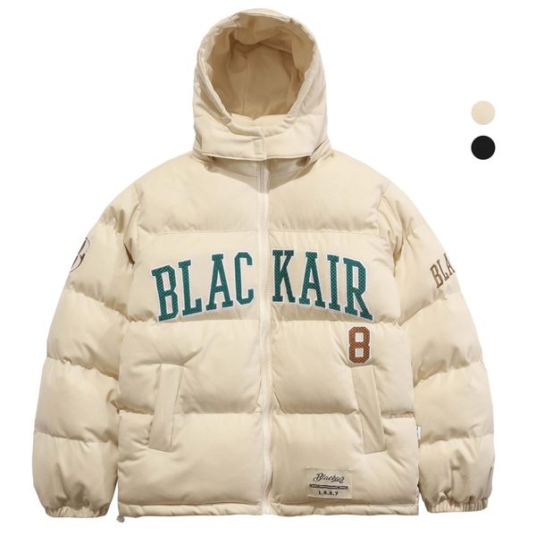 

men's jackets puff coat men oversize down padded jacket hooded parka letter embroidery hip hop streetwear women winter casual cotton ou, Black;brown