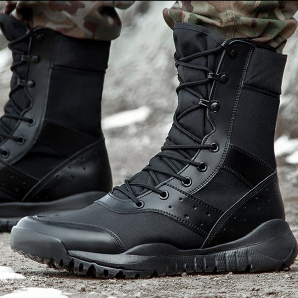 

safety shoes summer combat training boot men women climbing lightweight tactical boots outdoor hiking breathable mesh army fan 230105, Black;brown