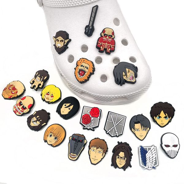 

anime charms wholesale childhood memories attack on titan funny gift cartoon charms shoe accessories pvc decoration buckle soft rubber clog, Blue
