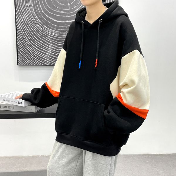 

men's jackets fashion autumn patchwork hooded sweatshirts casual hoodies hip hop streetwear pullover spring clothing 230104, Black;brown