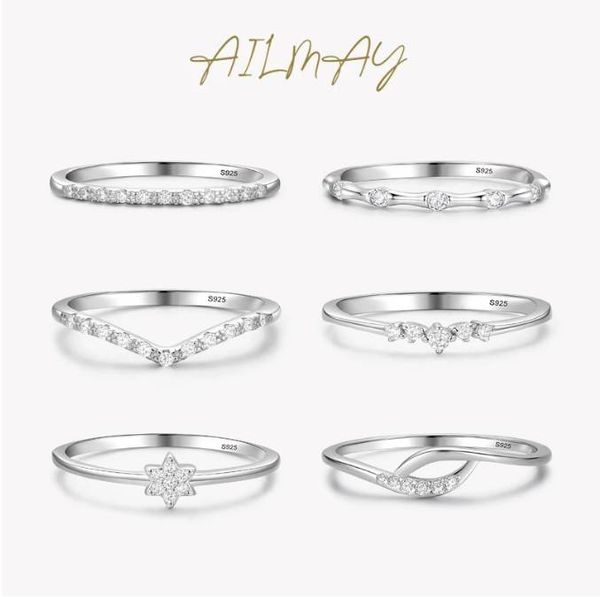 

925 sterling silver minimalist fashion stackable cz rings for women minimalist fine jewelry new style, Golden;silver