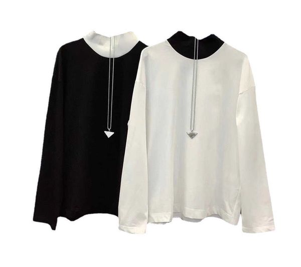 

women's t-shirt early autumn new style embroidery three-dimensional color contrast casual simple and versatile half high, White