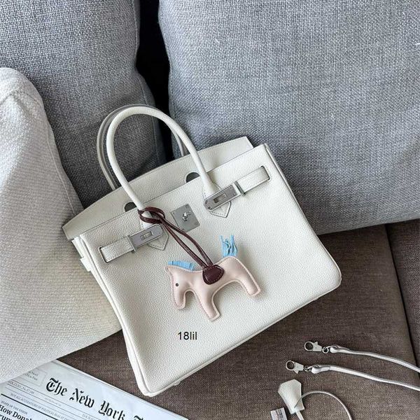 

designer bags herme birkin handmade 2022 new lychee grain cow leather milkshake silver button bag womens one shoulder cross body hand