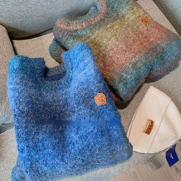 

men s sweaters ader pullovers thick colorblock men women 1 1 ombre error wool knit 230104, White;black