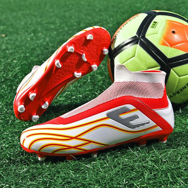 

dress shoes professional men footboot boots original futsal ultralight soccer training sport outdoor nonslip cleats grass 230105, Black