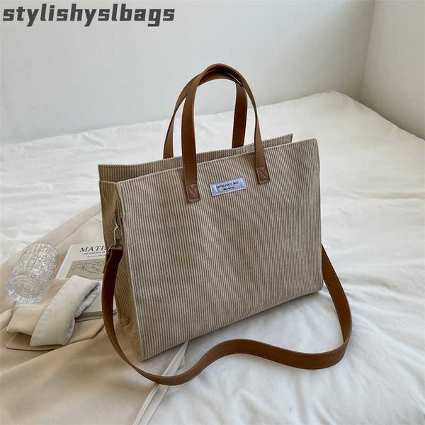 

totes winter vintage soft corduroy handbag women large capacity tote bag fashion shopper shopping bag ladies shoulder crossbody bag 010523h