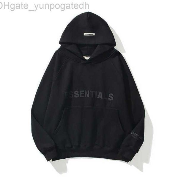 

sweatshirts men's ess jackets luxury hoodies men women essentials chest letter sweater sportswear hooded casual pullover couple jacket, Black