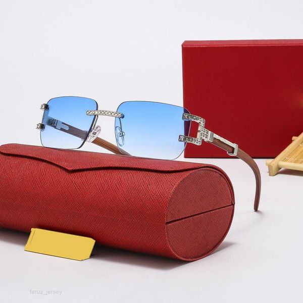 

fashion designer sunglasses for mens woman silver metal diamond cut frame blue lens wood sunglass rimless black buffalo horn sun glasses goo, White;black