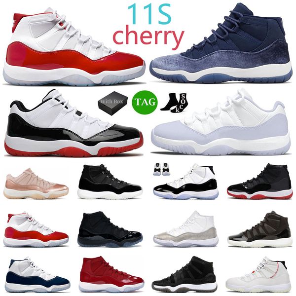 

with box retro 11 basketball shoes men women 11s cherry cool grey bred concord cap and gown space jam 25th anniversary mens trainers sport s