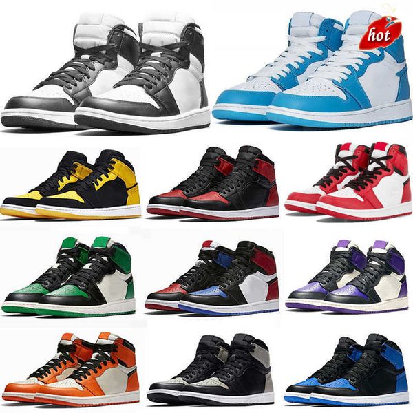 

2023 silver toe 1 1s men basketball shoes dark mocha banned shadow unc patent university blue light smoke grey retro chicago twist royal, Black