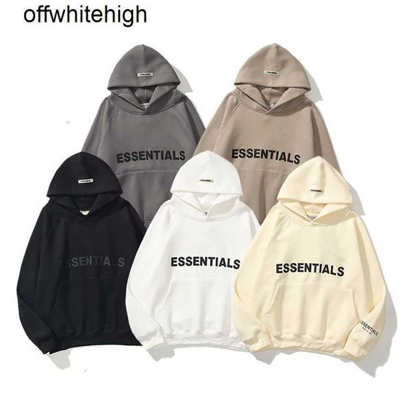 

hoodie jacket double thread essentials pressed three dimensional letter sweater hoodie men's plush coat, Black;brown
